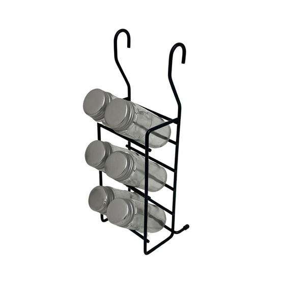 Imagem de Porta temperos com 06 potes de vidro preto 2468 Jomer