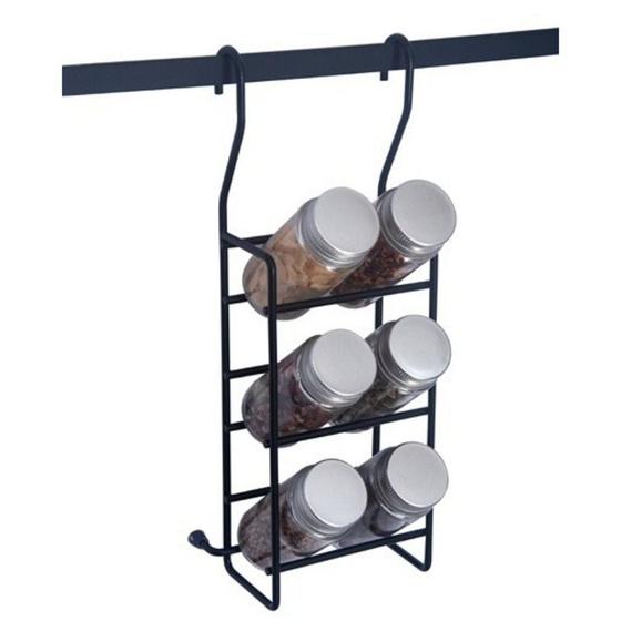 Imagem de Porta Temperos Com 06 Potes Vidro - Preto