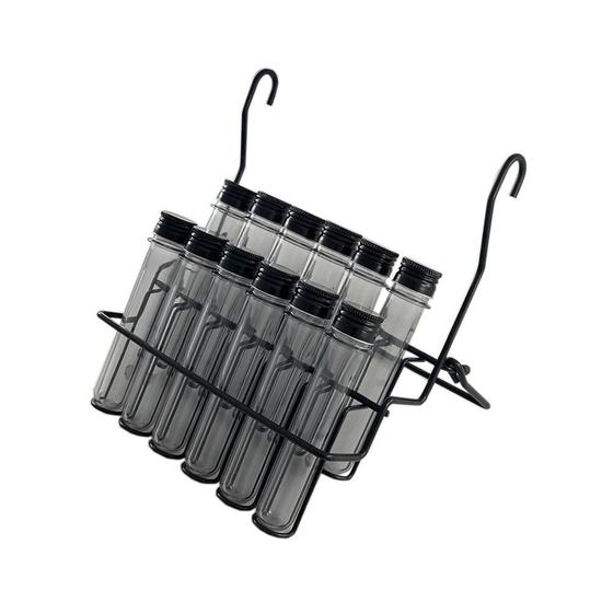 Imagem de Porta temperos com 12 tubos pet preto com trava de apoio 2467 Jomer