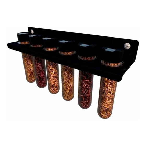 Imagem de Porta Temperos Com 6 Tubetes Cores Parede Aço Condimentos