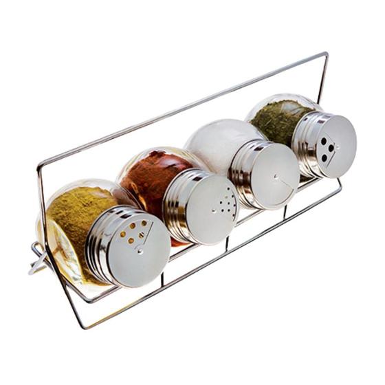 Imagem de Porta Temperos Com Suporte e Dosador 4 Peças Euro Home