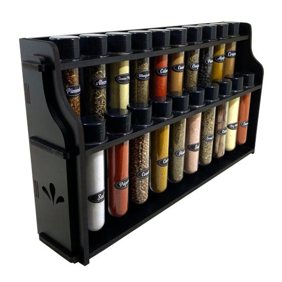 Porta Temperos/Condimentos MDF kit com 20 Tubetes e Tampas + Suporte + Adesivos *T20 é boa?