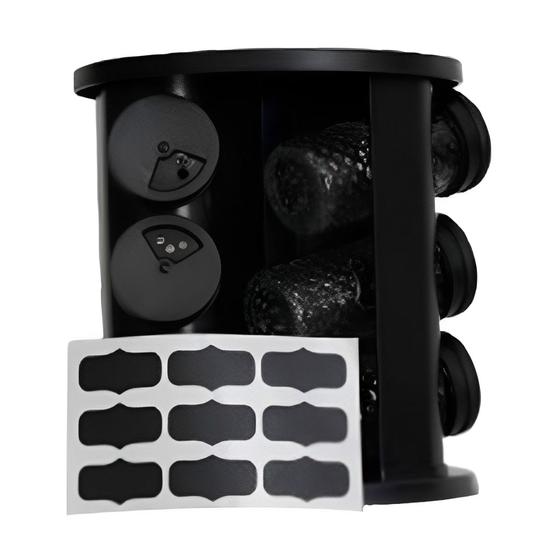 Porta temperos e Condimentos Giratório Com 9 Potes de vidro Preto – Belakaza