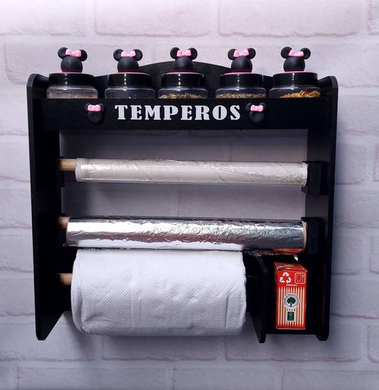Imagem de Porta temperos Minnie porta condimentos com 5 potes decorados