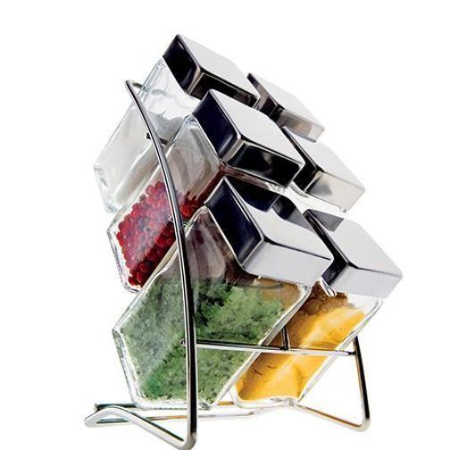 Imagem de Porta Temperos Square Com Suporte 6 Peças
