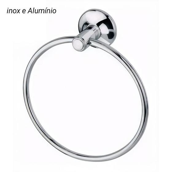 Porta Toalha Argola Inox Fixacao Dupla Stander Menor preço em Porta Toalha Argola Inox Fixacao Dupla Stander