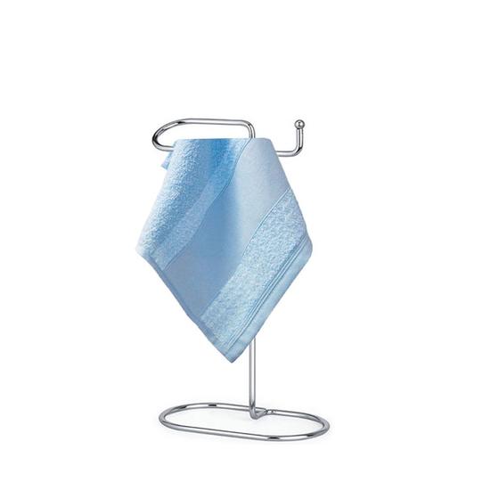 Imagem de Porta Toalha Cromado Toalha Lavabo Azul Kit Toalheiro Mesa