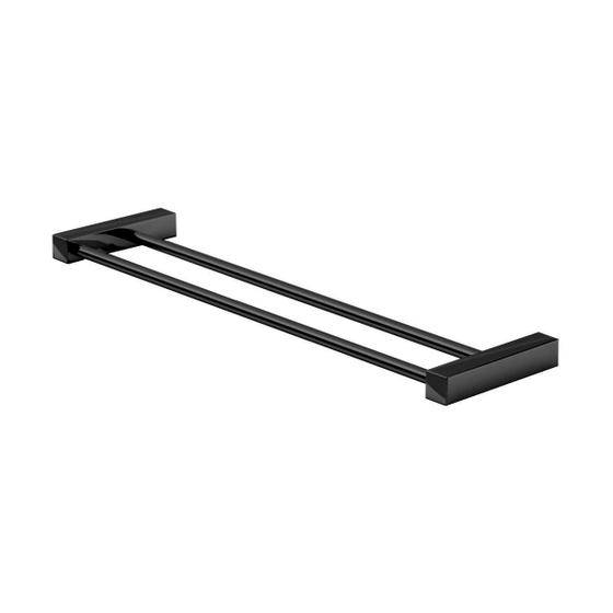 Imagem de Porta Toalha Duplo 40Cm Troia Metal Preto Fosco Grego