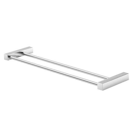 Imagem de Porta Toalha Duplo 50Cm Troia Prata Alto Brilho Grego Metal
