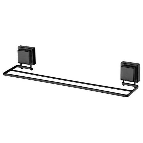 Porta Toalha Duplo com Ventosas 45cm Preto Fosco Praticità Mix Future Menor preço em Porta Toalha Duplo com Ventosas 45cm Preto Fosco Praticità Mix Future