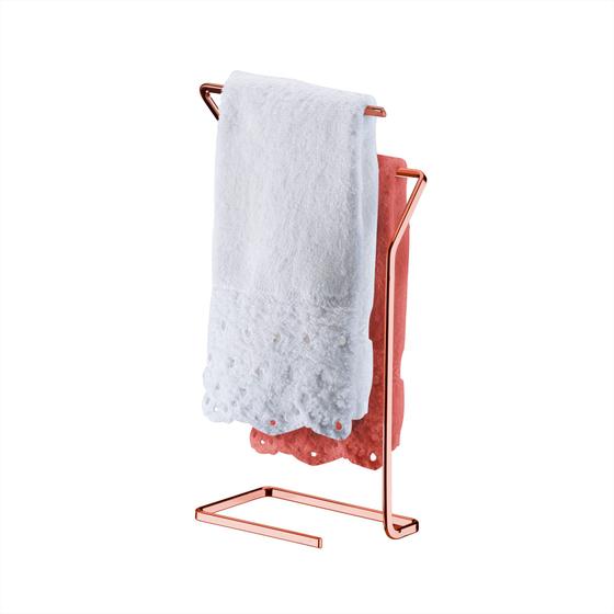 Imagem de Porta Toalha Duplo Suporte De Aço P/ Bancada Lavabo Banheiro