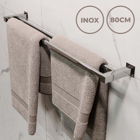 Porta Toalha Duplo Vinci, Toalheiro Inox 304, 80cm, Banheiro Menor preço em Porta Toalha Duplo Vinci, Toalheiro Inox 304, 80cm, Banheiro