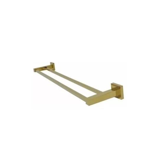Imagem de Porta Toalha Linear 60cm. Quadrado Duplo Dourado Brilhante