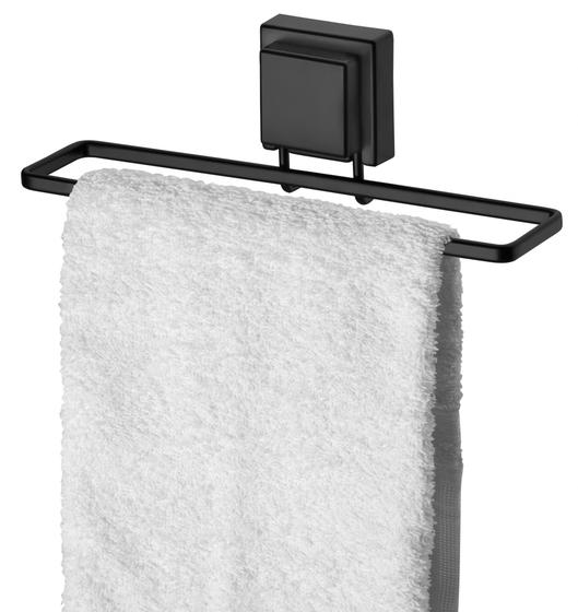 Imagem de Porta toalha rosto banheiro ventosa preto fosco 25 cm 8053pt