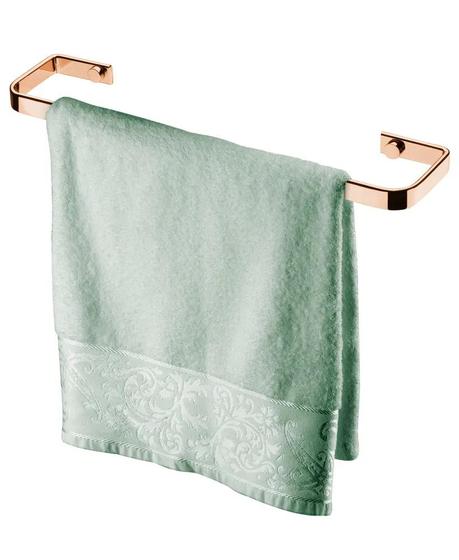 Imagem de Porta Toalha Rosto Lavabo 30Cm Toalheiro Banheiro Rosê Gold