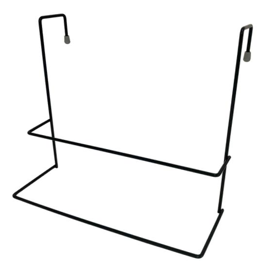 Imagem de Porta Toalha Suporte Duplo Toalheiro Box De Banheiro Preto 1702 Madefer