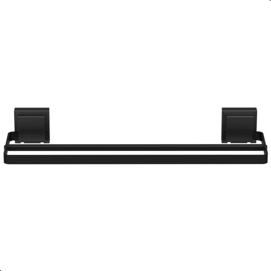 Imagem de Porta Toalha Suporte Toalheiro Com Ventosa Duplo Preto Max