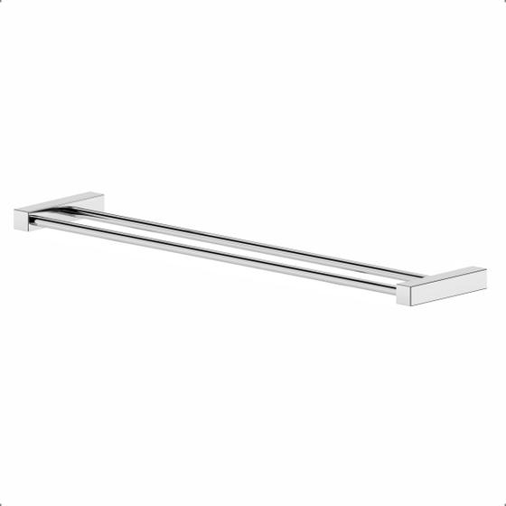 Imagem de Porta Toalhas Duplo Para Banheiro Troia 60cm Prata Polido 1031060TR