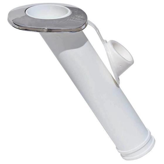 Imagem de Porta Varas Caniço Com Tampa Branco Em Nylon Pvc Pesca 24cm