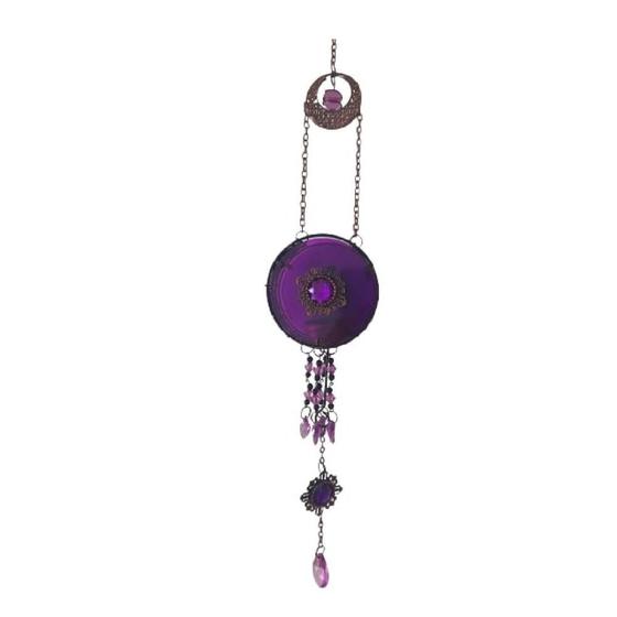 Imagem de Porta Vela Suspenso Castiçal Decorativo Vidro Luxo Roxo