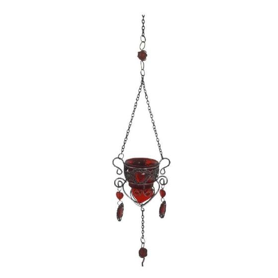 Imagem de Porta Vela Suspenso Vidro/Aço Inox 90cm Vermelho