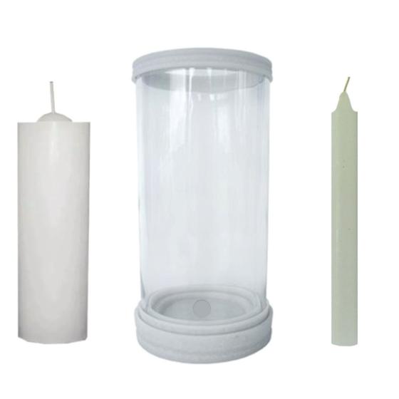 Imagem de Porta Vela Vidro E Mármore  Para Vela 7 Dias e Palito