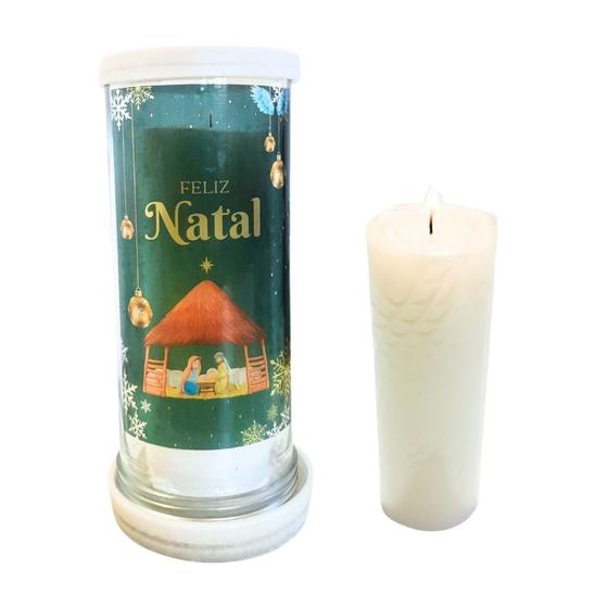 Imagem de Porta Velas vidro e mármore Natalino Presépio de Natal +Vela