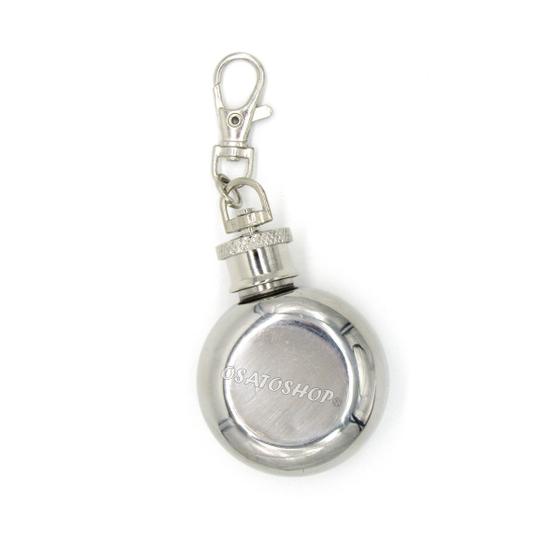 Imagem de Porta Whisky Mini Cantil Chaveiro Portátil Inox de Bolso Kn