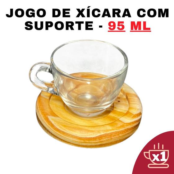 Imagem de Porta Xícara Circular com Xícara Transparente 95ml - Design-Moderno-Suporte-Prático-Alta-Qualidade-Conjunto-Café