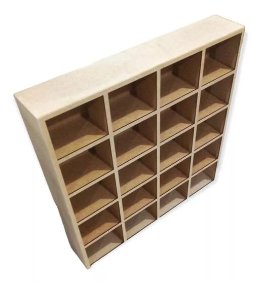 Imagem de Porta xícaras organizador de madeira com 20 colméias/casulos/nichos/divisórias