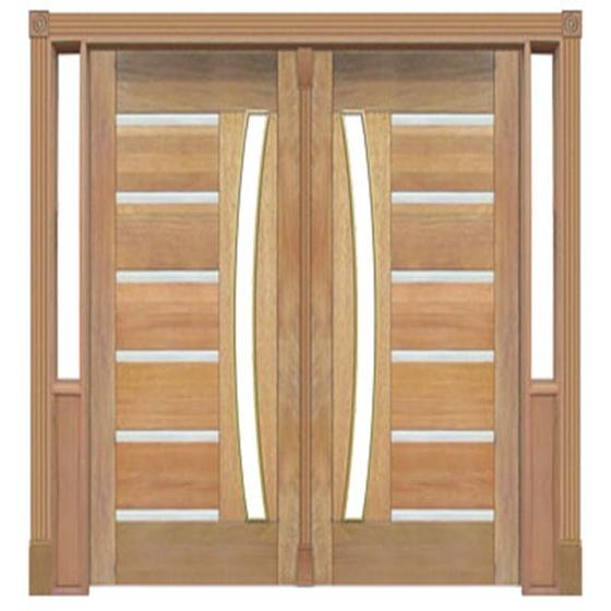 Imagem de Portal Duplo Pivotante Madeira Maciça Cedro Arana BBB Com Frisos Metálicos Para Vidro Em Arco 201 Casmavi - 2.15 (A) X 2.25 (L)