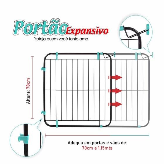 Imagem de Portão cachorro Expansivo 70 a 115 cm - PETUTIL PRETO