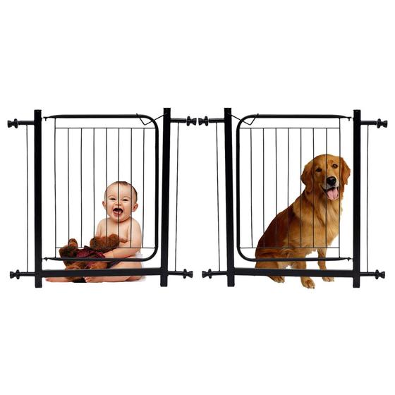 Imagem de Portão Grade de Proteção para Pet e Bebê Com Trava Segurança Portas de 80 cm á 90 cm - Preto - Lojas RPM