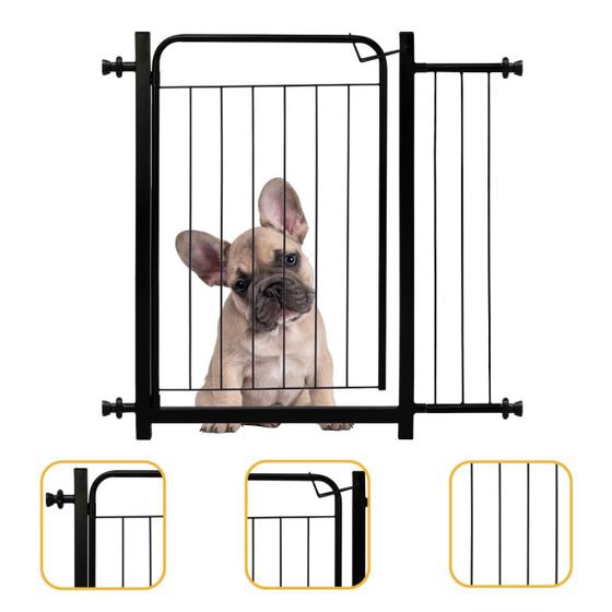 Imagem de Portão Grade Extensível Proteção Pet 80 A 90cm Ajustável Para Cães Criança Corredor Portaozinho Reforçado Com Trava