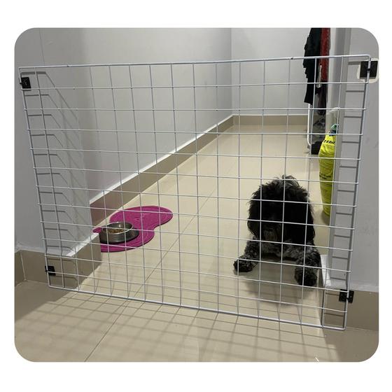 Portão Móvel Pet Cachorro Gato Tela Aramada 60x80 Cm Branco Menor preço em Portão Móvel Pet Cachorro Gato Tela Aramada 60x80 Cm Branco
