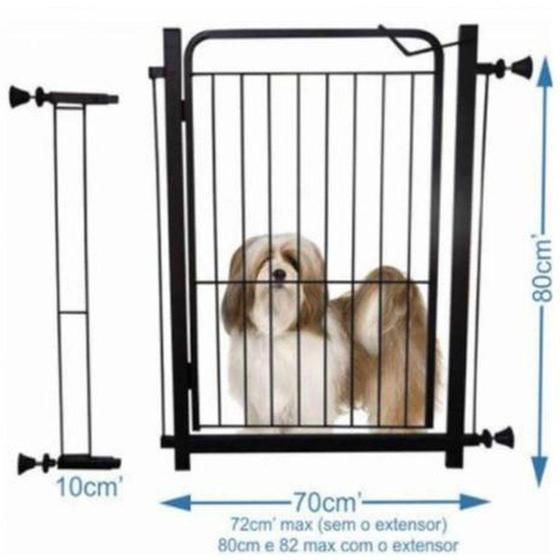 Imagem de Portão Para Pet Aramado Com Prolongador 10Cm Preto Aço Mix