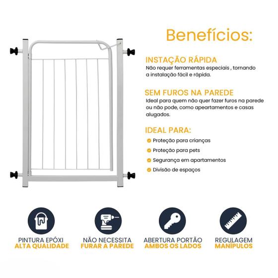 Portão Pet Proteção Criança Bebê Cachorro Cão Small Branco - Itagold