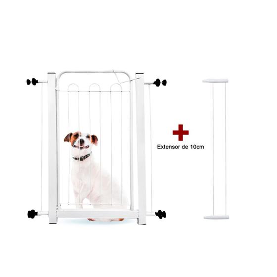Imagem de Portão Slin Grade Para Pet e Bebês Com Extensor 10cm Branco