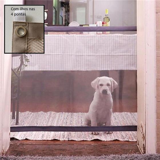 Imagem de Portão Tela Porta Retrátil Proteção Cães Bebe Cachorros 90cm