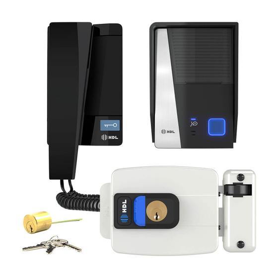 Imagem de Porteiro Eletrônico Com Fechadura HDL Interfone Advance Preto Com C90 PRO Botão Cilindro Ajustável