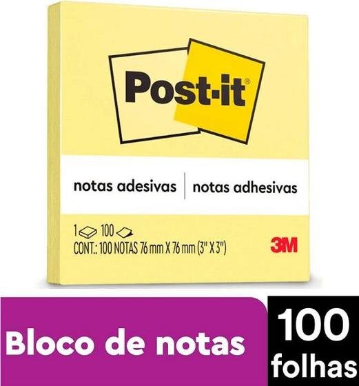 Imagem de POST-IT 100 Notas 76 X 76MM Amarelo 3M