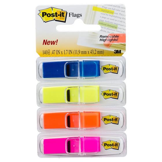 Imagem de Post-It 3M Flags Transparente Sortidos 4 Cores 140 Fls