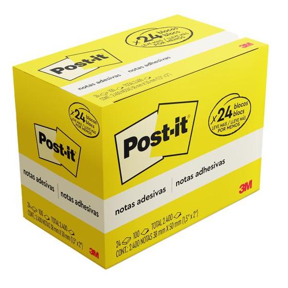 Imagem de POST-IT Amarelo 38MM X 50MM 24 Blocos de 100 Folhas 3M