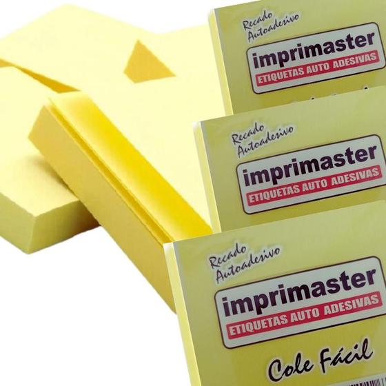 Imagem de Post it Cole Fácil 76x76 Mm - Kit 10 blocos Amarelo C/ 100 folhas cada