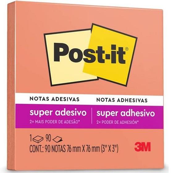 Imagem de POST-IT Damasco 76MM X 76MM 3M Notas Adesivas 90 Folhas