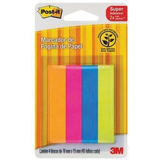 Imagem de Post it flags papel 4 cores sort 180f 76x15mm 3m   hb004420657