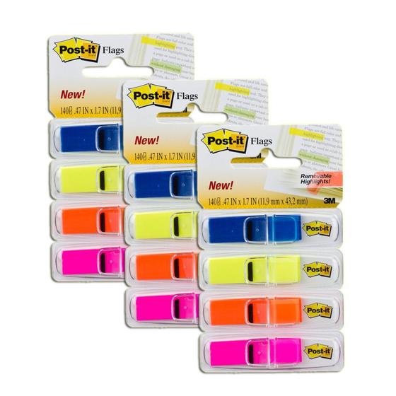 Imagem de Post-it Lembrete Flags 3M 4 Cores 140fls Kit 3