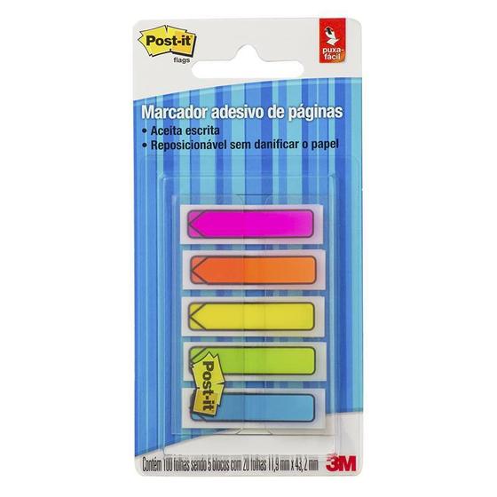 Post It tape flags setas 5 cores neon com 100 fls 3M Bloco Adesivo