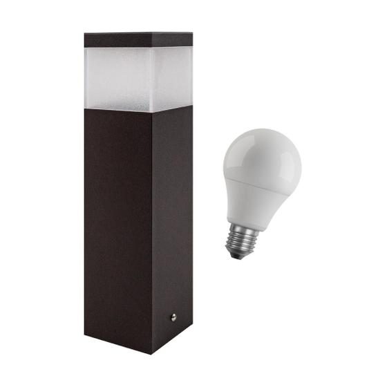 Imagem de Poste Balizador 30cm P/ Jardim Alumínio MARROM + LED 12W branco frio St1301