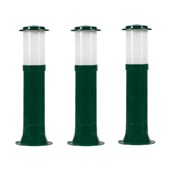 Imagem de Poste Balizador Luminária Casa Sítio Jardim 35cm Verde Kit 3